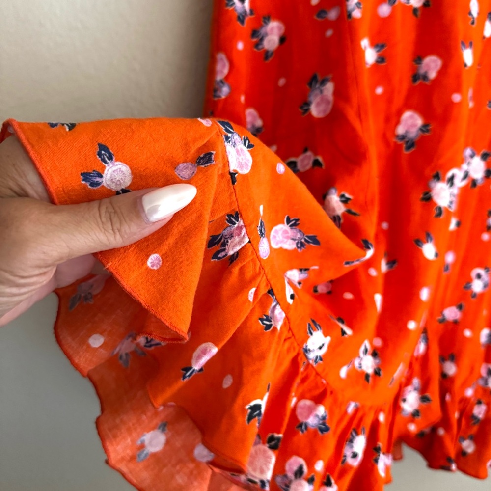 Free People Like A Lady Orange Floral dress - Picture 4 of 8